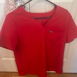 Figs pop red scrub top